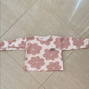 Zara Kids Pink Long Sleeve Tee with Playful Print
